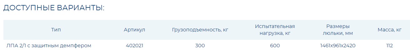 Люлька подвесная алюминиевая ЛПА 2/1 с защитным демпфером