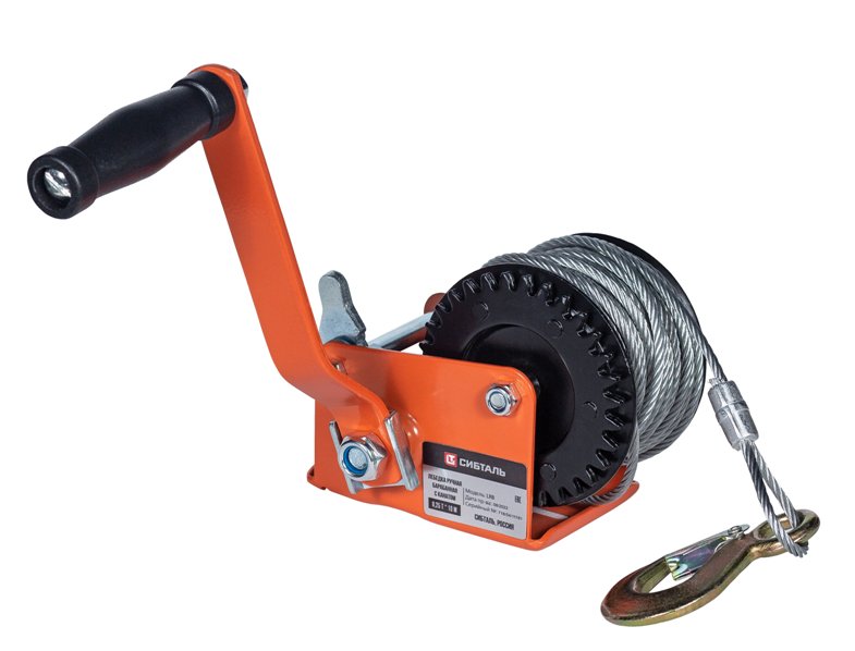 Лебедка ручная барабанная канатная LRB 450 кг / 10 м СибТаль